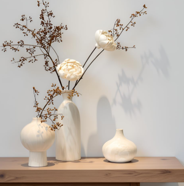 Stone Texture Ceramic Vase Set (3 Pieces) – Minimalist Home Decor