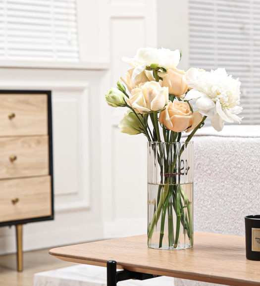 Ribbed Glass Vase – For Single Stems Or Candle Display